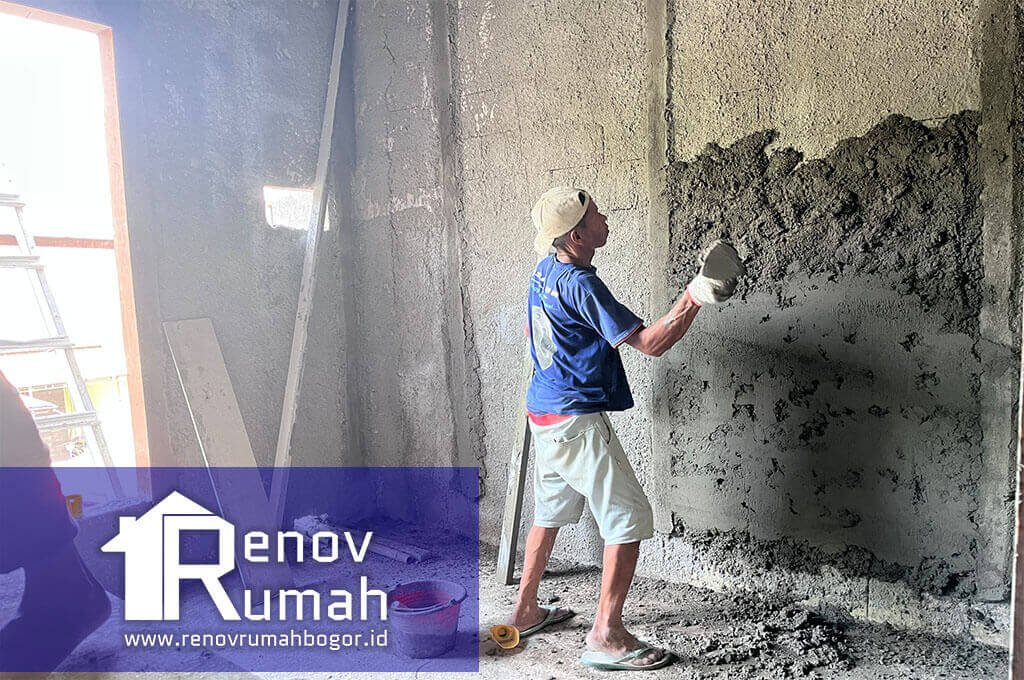 jasa renovasi rumah bogor - Pemelesteran dinding rumah 1 lantai