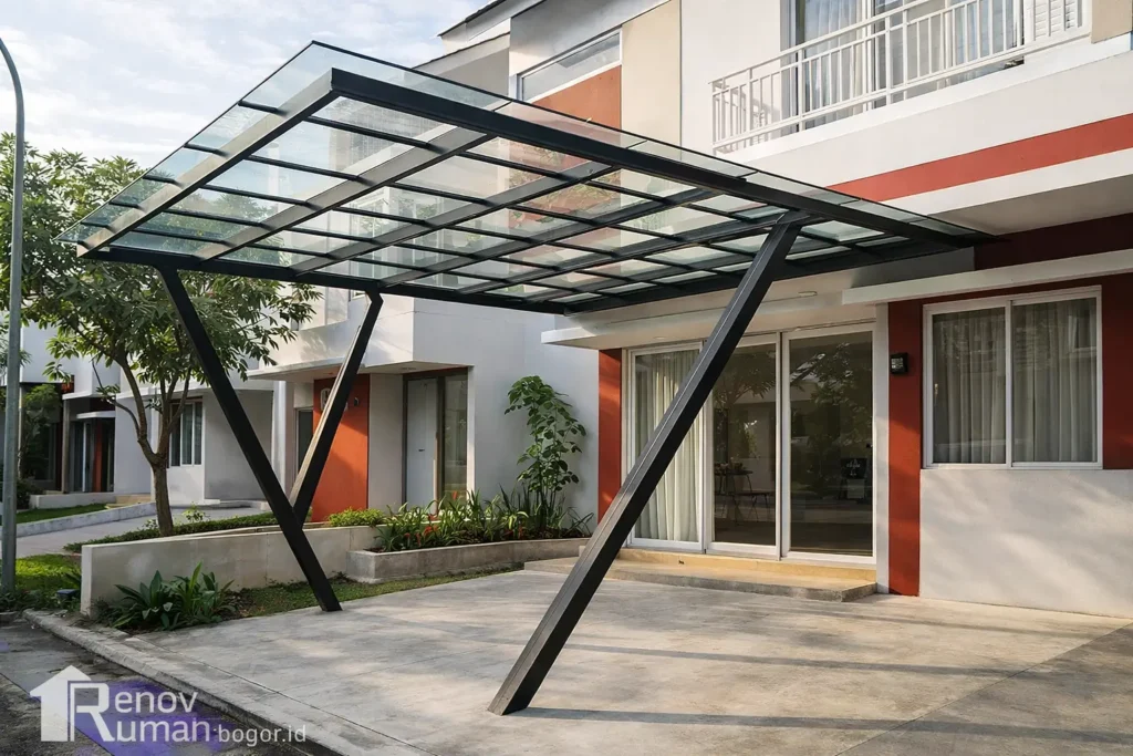 jasa kontraktor rumah bogor, kanopi rumah estetik