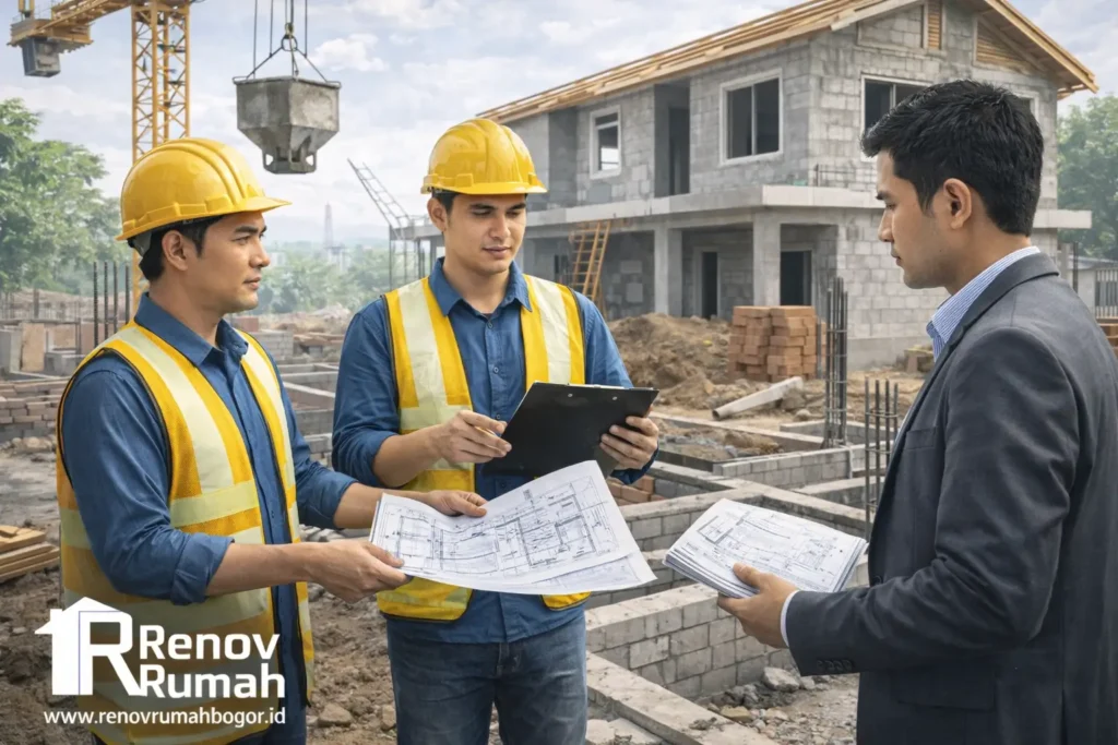 jasa bangun rumah bogor, jasa kontraktor rumah bogor, jasa renovasi rumah bogor, proses eksekusi dan perencanaan,fungsi pengawasan proyek, cara mengawasi pembangunan rumah, perumahan kemang asri