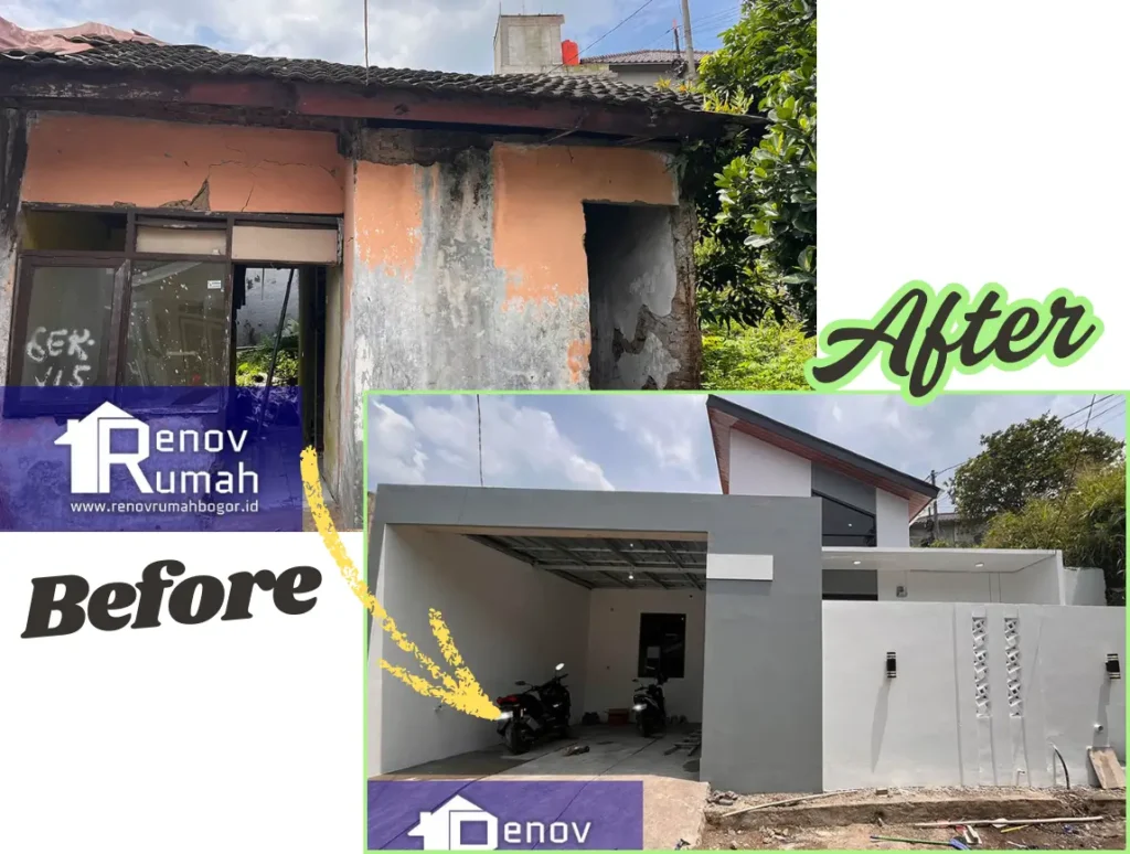 bangun ulang rumah, renovasi before after, renovasi rumah lama jadi baru, renovrumahbogor.id, jasa renovasi rumah bogor, jasa kontraktor rumah bogor, jasa bangun rumah bogor